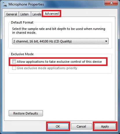 allow applications to take exclusive control